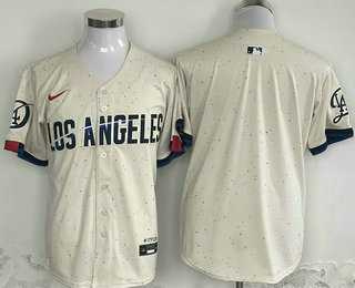 Mens Los Angeles Dodgers Blank Cream 2024 City Connect Limited Stitched Jersey